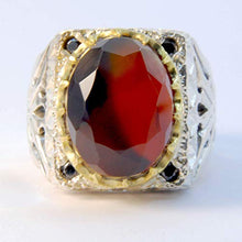 Load image into Gallery viewer, Handmade Agate Ring | AlAliGems | Black Jazaa | Sterling Silver 925 | HANDCRAFT | US Size 9
