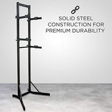 Load image into Gallery viewer, RaxGo Bike Storage Rack, 2 Bicycle Garage Floor Stand, Adjustable, Freestanding, Adjustable Hooks, For Mountain &amp; Road bicycles, Universal For Indoor Use
