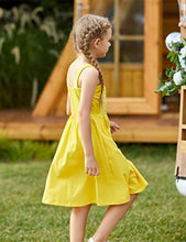 Load image into Gallery viewer, Arshiner Girls Dress Short Sleeve A Line Swing Skater Twirl Summer Dress Yellow 10 12
