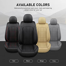 Load image into Gallery viewer, KIVAGURU Front Car Seat Covers 2 Pcs, Leather Car Seat Protectors, Universal Breathable Auto Interior Fit for Most Sedans SUV Pick-up Truck, with Backrest（Square Black）
