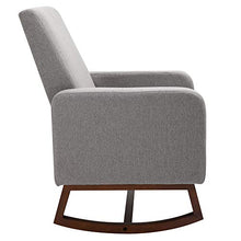 Load image into Gallery viewer, HOMCOM Accent Lounge Rocking Chair with Solid Curved Wood Base and Linen Padded Seat, Grey
