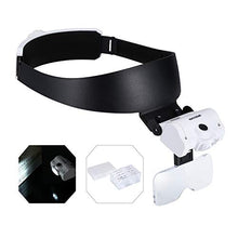 Load image into Gallery viewer, YOCTOSUN Headband Magnifier with 2 LED Lights and 5 Detachable Lenses 1X,1.5X,2X,2.5X,3.5X –Hands-Free Head Worn Lighted Magnifying Glasses for Close Work, Jewelry Work, Watch Repair, Arts &amp; Crafts

