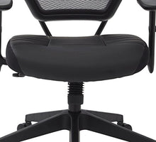 Load image into Gallery viewer, SPACE Seating Professional AirGrid Dark Back and Padded Black Eco Leather Seat, 2-to-1 Synchro Tilt Control, Adjustable Arms and Tilt Tension with Nylon Base Managers Chair
