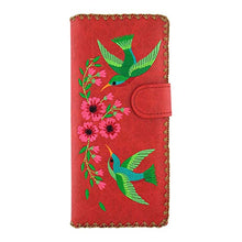 Load image into Gallery viewer, LAVISHY Embroidered Love Hummingbirds &amp; Flower Vegan/Faux Leather Large Flat Wallet (Red)
