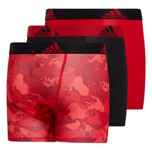 Load image into Gallery viewer, adidas Kids-Boy's Performance Boxer Briefs Underwear (3-Pack), Scarlet Continent Camo/Black/Scarlet, Small
