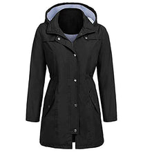 Load image into Gallery viewer, perfectCOCO Windbreaker Women's Rain Jacket Outdoor Hoodie Waterproof Windproof Hooded Coat Outwear Raincoat Black
