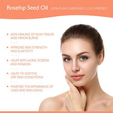 Load image into Gallery viewer, Teddie Organics Rosehip Seed Oil for Face, Hair and Skin 1oz, Pure Rose Hip Oil (Works as a Carrier and Facial Oil)
