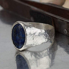 Load image into Gallery viewer, Bold Collection By Omer Large Lapis Men's Ring Handmade 925 Sterling Silver
