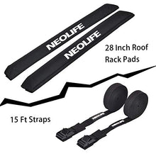 Load image into Gallery viewer, WONITAGO Soft Roof Rack Pads with Two 15 Ft Tie Down Straps for Surfboard, SUP Paddleboard, Snowboard, 28 (Pair) Black
