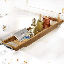 Load image into Gallery viewer, Sunningdale Luxury Bathtub Tray Caddy 100% Bamboo Bathtub Caddy Bathroom Shower Organizer for Shampoo, Soap, Razors, and Much More Bamboo Bathtub Tray
