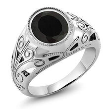 Load image into Gallery viewer, 4.29 Ct Oval Natural Black Onyx 925 Sterling Silver Men's Ring  size 9
