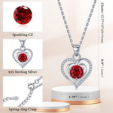 Load image into Gallery viewer, RIVIKO Heart Birthstone Pendant Necklace for Women 925 Sterling Silver Zirconia January Necklaces Christmas Valentine's Day Mothers Day Jewelry Gifts For Girls Mother Wife
