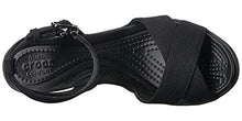 Load image into Gallery viewer, Crocs Women's Leigh II Cross-Strap Ankle Wedges Sandal, Black/Black, 4
