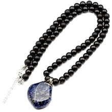 Load image into Gallery viewer, ElisaJewelryArt - Natural Sodalite Pendant Natural Black Onyx Beaded Necklace Genuine Gemstone Balance Stone Clasp Closure Necklace Unisex Necklace (22.00, Sodalite)
