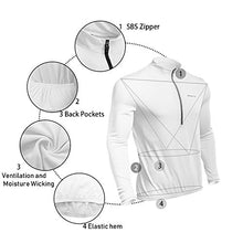 Load image into Gallery viewer, Spotti Men's Long Sleeve Cycling Jersey, Bike Biking Shirt- Breathable and Quick Dry (Chest 40-42 - Large,White)

