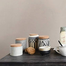 Load image into Gallery viewer, Creative Co-Op Debossed Stoneware Pattern &amp; Cork Lid, Black Canister

