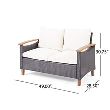 Load image into Gallery viewer, Christopher Knight Home 312610 Doggerville Outdoor 4 Seater Chat Set with Coffee Table, Multi-Brown, Beige, Teak Finish
