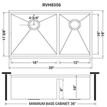 Load image into Gallery viewer, Ruvati 33-inch Workstation 60/40 Double Bowl Undermount 16 Gauge Stainless Steel Ledge Kitchen Sink - RVH8356
