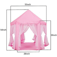 Load image into Gallery viewer, Porpora Kids Indoor/Outdoor Princess Castle Play Tent Fairy Princess Portable Fun Perfect Hexagon Large Playhouse Toys for Girls,Boys,Childrens Gift/Present Extra Large Room 55"x 53"(DxH) Pink LED
