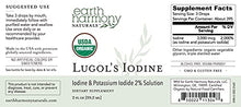 Load image into Gallery viewer, Organic Lugol's Iodine, Iodine and Potassium Iodide 2% Solution 3000 mcg - Liquid Supplement Drops for Thyroid Support for Women &amp; Men, Metabolism Health, Detox Boost - Non-GMO, 395 Servings (2 Oz)
