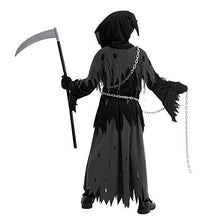 Load image into Gallery viewer, Spooktacular Creations Child Unisex Glowing Eyes Reaper Costume for Creepy Phantom Halloween Costume (X-Large(12-14 yr)) Black
