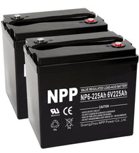 Load image into Gallery viewer, NPP NP6-225Ah 6V 225Ah Deep Cycle SLA AGM Battery | Perfect for Golf Cart, Solar System, Trolling Motor, RV, Camper, Marine, Wheelchair (2 Pack)
