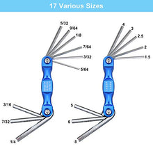 Load image into Gallery viewer, Allen Wrench Set, 2 Pack Hex Key Set Metric &amp; Standard SAE - Allen Key Set Made of Aluminum Alloy for Hex Head Socket Screw, Tool for Men Women Husband Stocking Stuffers for Men
