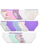 Load image into Gallery viewer, Fruit of the Loom Girls' Cotton Hipster Underwear, 14 Pack - Fashion Assorted, 10
