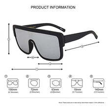 Load image into Gallery viewer, ROYAL GIRL Premium Oversized Sunglasses Women Flat Top Square Frame Shield Fashion Glasses (Silver Mirror, 77)
