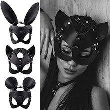 Load image into Gallery viewer, Woman Leather Cat Mask Costume Sex Bunny Fox Masks,Sexy Animal Half Face Mask Cosplay Halloween Party Women Ladies
