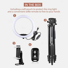 Load image into Gallery viewer, UBeesize 10" Selfie Ring Light with 50" Extendable Tripod Stand &amp; Flexible Phone Holder for Live Stream/Makeup/YouTube Video
