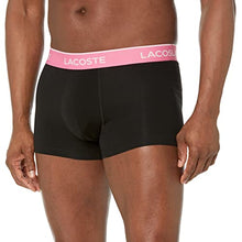 Load image into Gallery viewer, Lacoste Men's 3-Pack Regular Fit Boxers, Black/Fiji-RESEDA Pink-LY, X-Large
