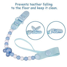 Load image into Gallery viewer, Eco inspired Baby Teething Toys Silicone Baby Rattle Handbell Teether with Pacifier Clip, Massage Gums &amp; Soothes Pain,BPA Free (3 Month+, Blue)
