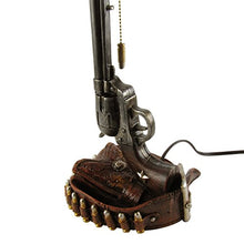 Load image into Gallery viewer, Treasure Gurus Revolver Gun and Bullet Holster Belt Table Lamp
