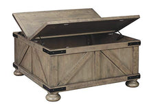 Load image into Gallery viewer, Signature Design by Ashley - Aldwin Farmhouse Storage Coffee Table, Brown Pine Wood

