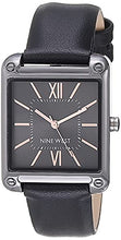 Load image into Gallery viewer, Nine West Women Japanese Quartz Dress Watch with Faux Leather Strap, Black, 18 (Model: NW/2117GYBK)
