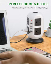 Load image into Gallery viewer, Power Strip Tower Surge Protector - 5M/16.4FT Surge Protector Power Strip with USB, Power Strip with Surge Protection with 8 AC Outlets &amp; 4 USB Ports, Overload Protection, Short Circuit Protection.
