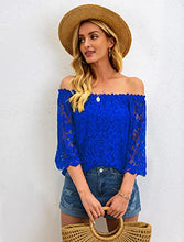 Load image into Gallery viewer, Dressy Tops for Women Wedding Lace Off Shoulder Party Blouses Date Night Outfit Royal Blue L

