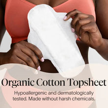 Load image into Gallery viewer, Cora Organic Pads | Ultra Thin Period Pads with Wings | Overnight Absorbency | Ultra-Absorbent Sanitary Pads for Women | 100% Organic Cotton Topsheet (36 Count)
