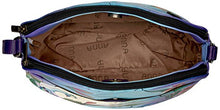 Load image into Gallery viewer, Anna by Anuschka Women's Genuine Leather Medium Multi-Compartment Crossbody | Hand Painted Original Artwork | Midnight Peacock
