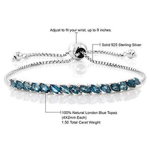 Load image into Gallery viewer, Gem Stone King 925 Sterling Silver London Blue Topaz Women's Tennis Bracelet (1.50 Total Carat Weight, Gemstone Birthstone, Fully Adjustable)
