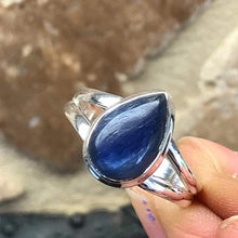 Load image into Gallery viewer, Natural Cabochan Royal Blue Kyanite 925 Solid Sterling Silver Engagement Ring Size 7.25, 8.5
