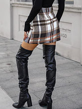 Load image into Gallery viewer, WDIRARA Women's Plaid High Waist Bodycon Skirt Casual Stretch Short Skirts Multicoloured L
