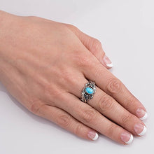 Load image into Gallery viewer, American West Sterling Silver Sleeping Beauty Turquoise Gemstone Leaf Ring Size 07

