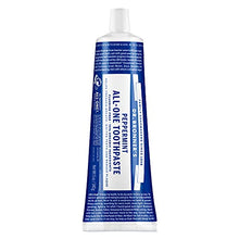Load image into Gallery viewer, Dr. Bronner’s - All-One Toothpaste (Peppermint, 5 ounce) - 70% Organic Ingredients, Natural and Effective, Fluoride-Free, SLS-Free, Helps Freshen Breath, Reduce Plaque, Whiten Teeth, Vegan
