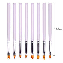 Load image into Gallery viewer, 8 Pcs Nail Brush Pen Gradient Painting Brush Set UV Gel Flower Drawing Pen Purple Handle Manicure Nail Art Polish Pen Tool
