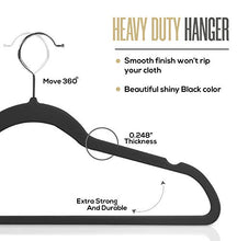 Load image into Gallery viewer, Utopia Home Premium Velvet Hangers - Pack of 50-360-degree rotatable Hook - Durable &amp; Slim - Non Slip Hangers for Coat Hangers - Pant Hangers - Black

