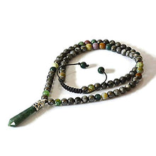 Load image into Gallery viewer, Beaded Necklace for Men Natural Stone Handmade Jewelry for Man Indian Agate Labradorite Hematite 26 inches long
