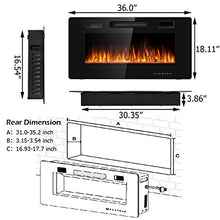 Load image into Gallery viewer, Tangkula 36 Inches Recessed Electric Fireplace, in-Wall &amp; Wall Mounted Electric Heater with Adjustable Flame Color &amp; Speed, Remote Control, Touch Screen, 750-1500W (36 Inches)
