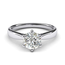 Load image into Gallery viewer, Pure 14k white gold 2.0 CT Classic 6-Prong Solitaire Simulated Diamond Engagement Ring Promise Bridal Wedding Ring (8)
